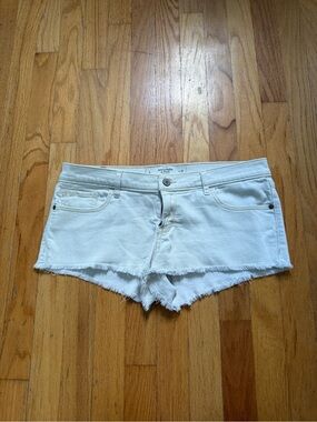 Abercrombie & Fitch Light Blue/White Frayed Hem Denim Shorts